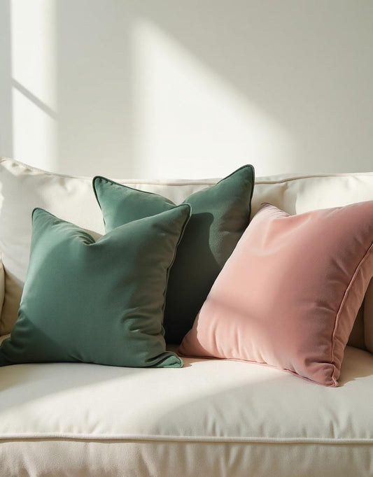 Velvet Cushion Covers - Sage and blush cushions